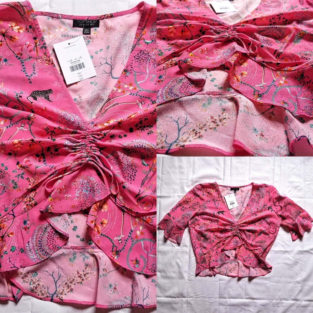 🎉HP🎉Topshop🧞Ruby Magical Leopard Ruched Blouse - Picture 5 of 8